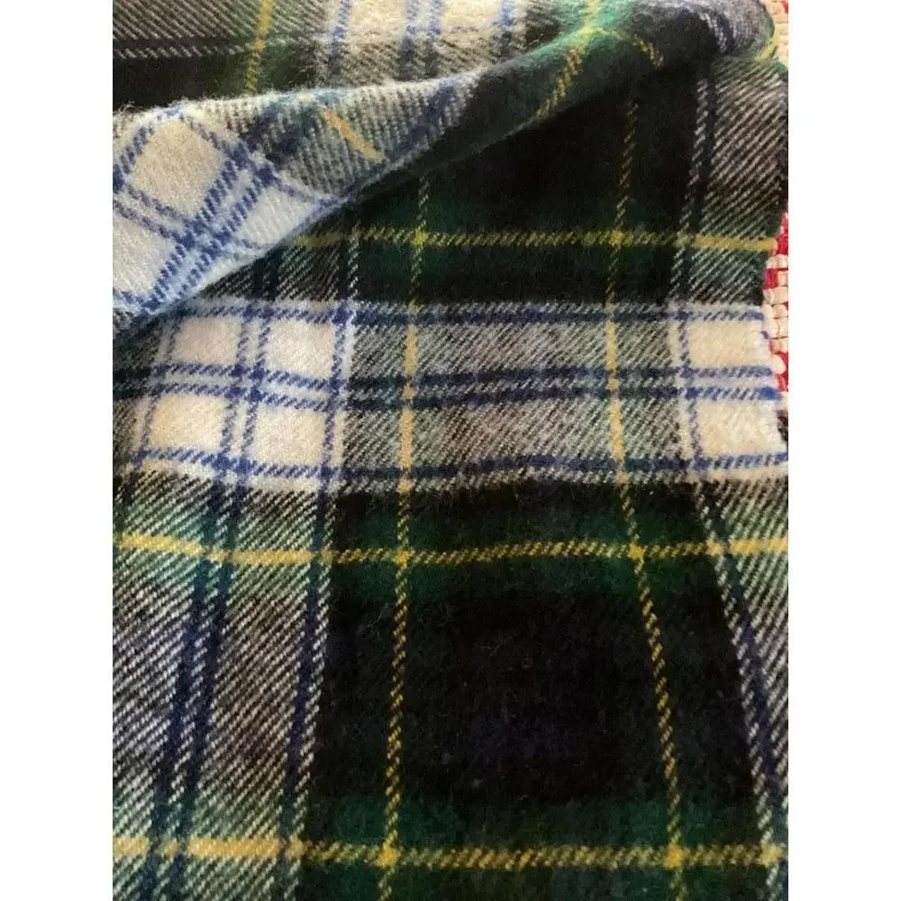 Murray Brothers Scotland  Green and Blue Plaid Wool Scarf with Fringe